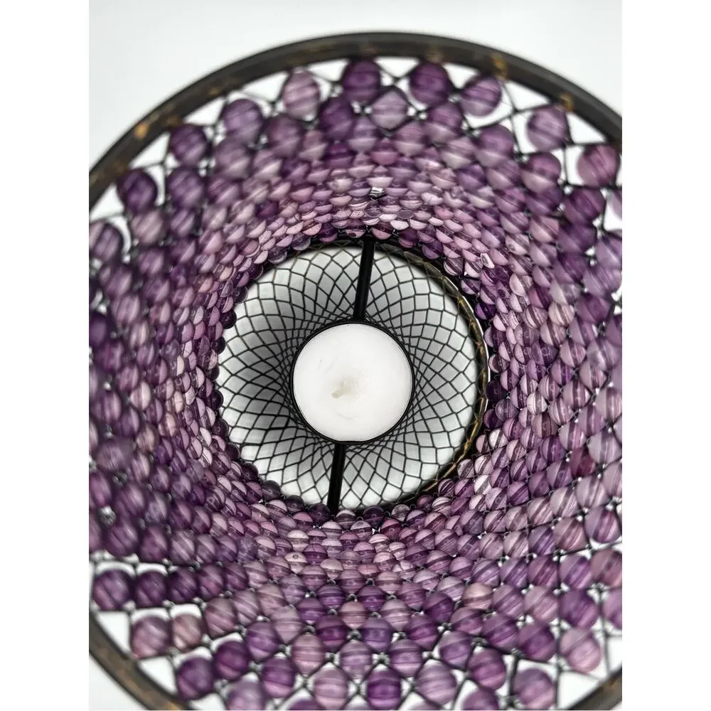 Set of 2 Vintage Beaded Pedestal Candle Holders, Tealight Candle Votives